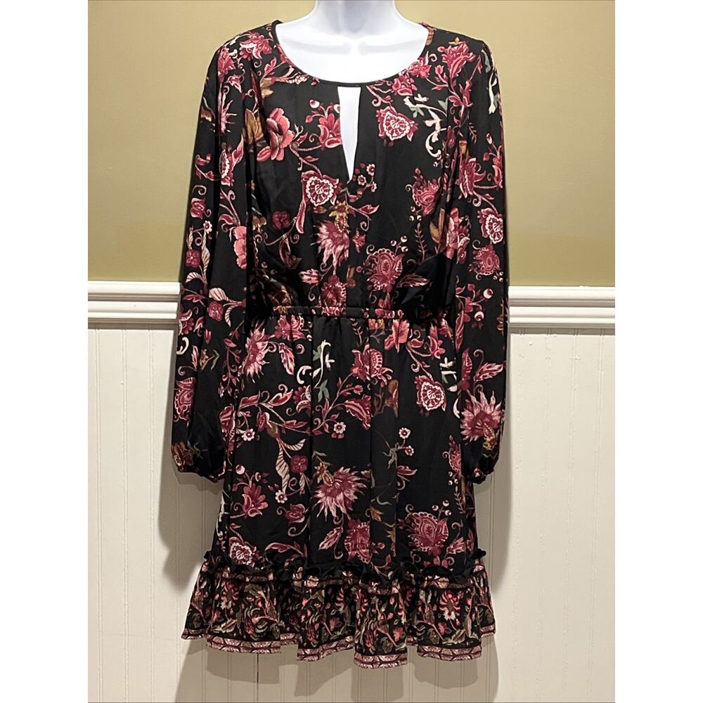 INC Floral A‑Line Dress – Knee Length Ruffle Hem Women’s Medium